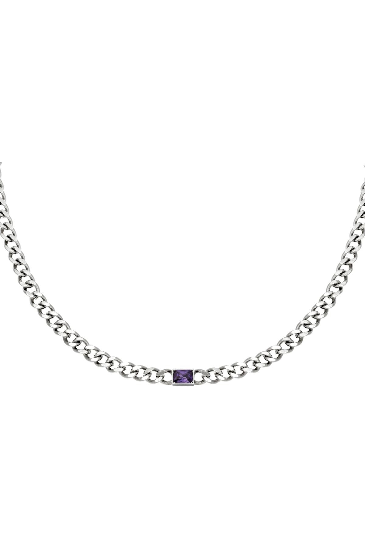 Stainless steel Lilac stone necklace