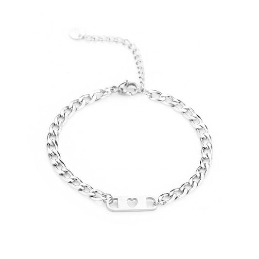 Stainless steel heart link bracelet