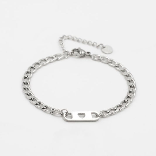 Stainless steel heart link bracelet