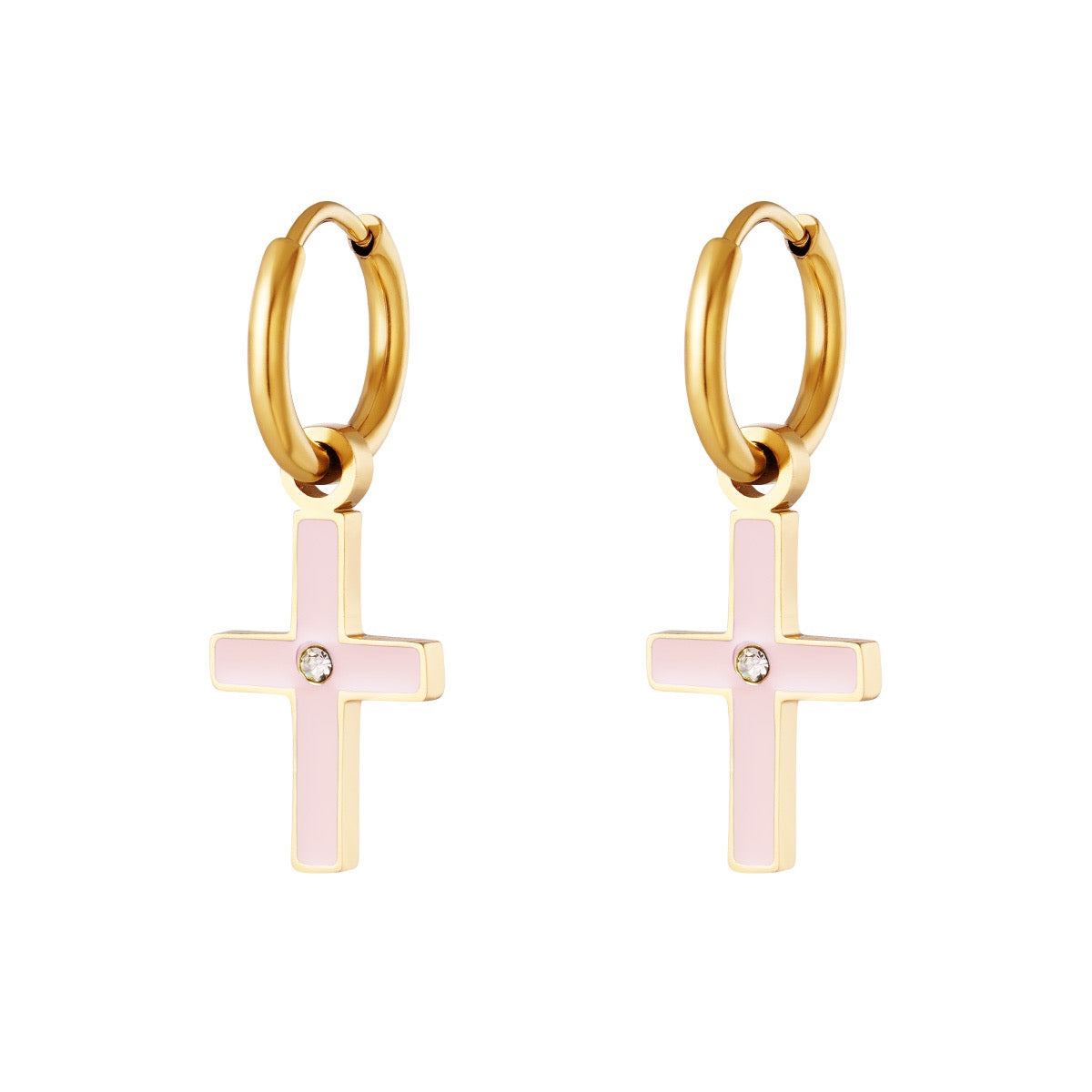 Oorbellen Pink Cross