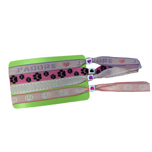 Ribbon bracelets set pink